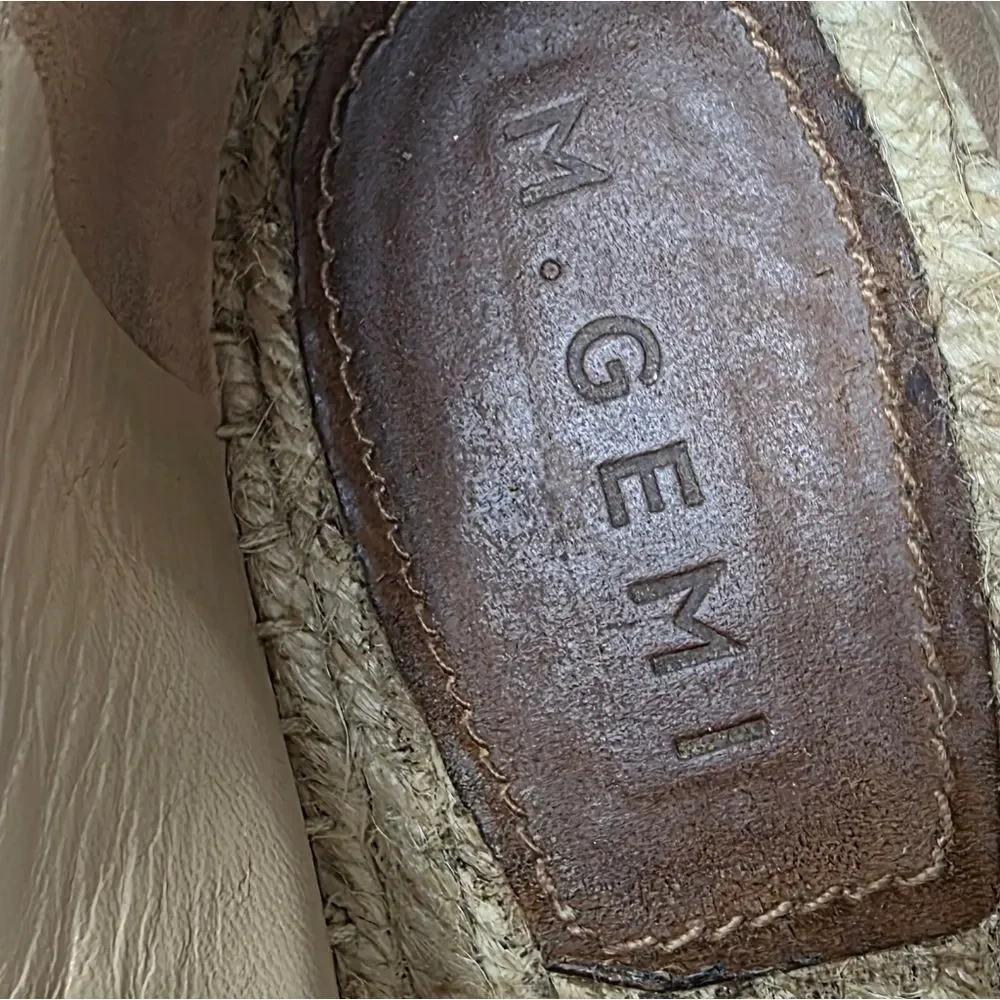 M. Gemi Suede Ankle Wrap Espadrilles Flat Cognac Womens Size 40 EU 9.5 US